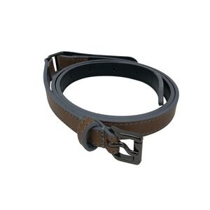 Burberry London Belt Womens 3cm Small Taupe Brown Skinny Leather Made in England